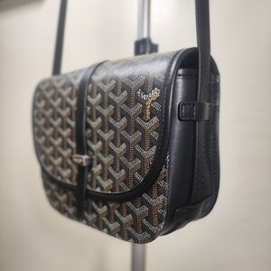 Goyard Black and Brown Goyardine Crossbody Saddle Bag